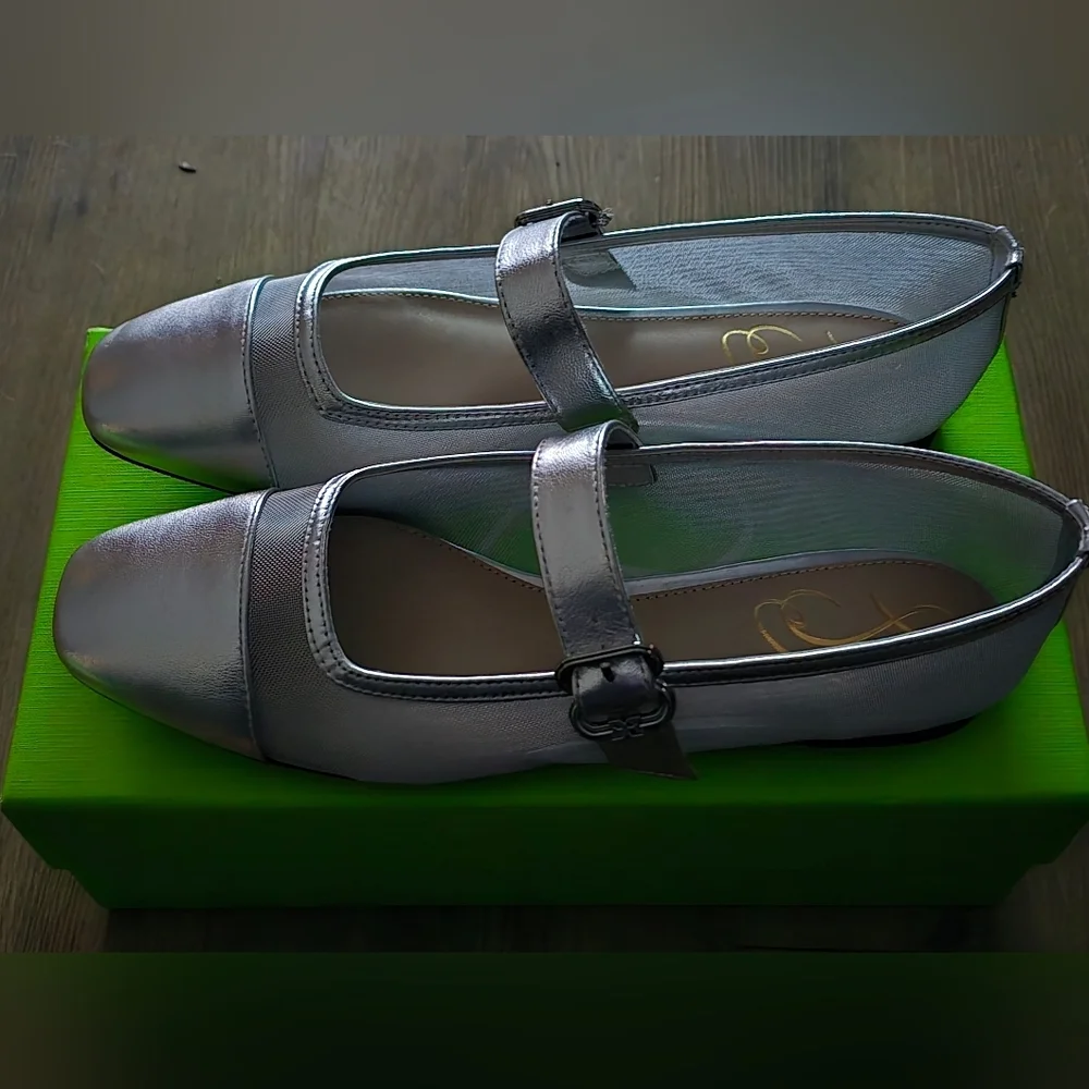 Sam Edelman Miranda Silver Mesh Mary Jane Flats – Size 9 – NIB - Picture 1 of 11